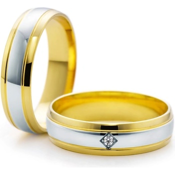 SAVICKI Сватбени халки: двуцветно злато, полукръгъл профил. 5 мм