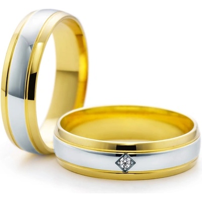 SAVICKI Сватбени халки: двуцветно злато, полукръгъл профил. 5 мм