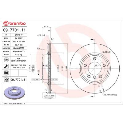 Brzdový kotúč BREMBO 09.7701.11