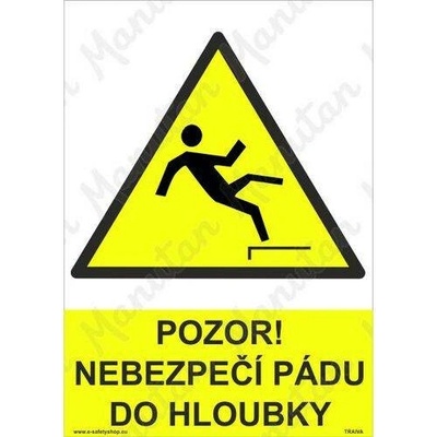 Pozor nebezpečí pádu do hloubky, plast 210 x 297 x 2 mm A4