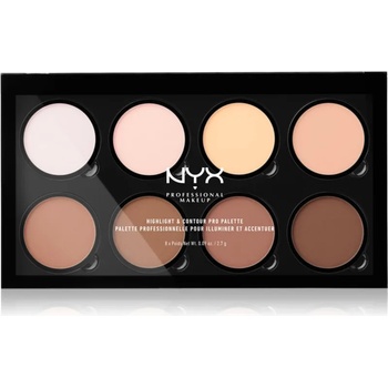 NYX Professional Makeup Highlight & Contour PRO контурираща палитра за лице 8x2, 7 гр