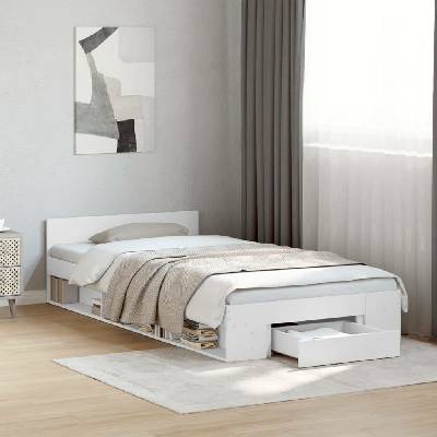 zahrada-XL 3280797 Rám postele se zásuvkou bílý kompozitní dřevo