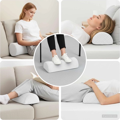 vidaXL Възглавничка за крака Бяло 52 x 20 x 12 см Мемори пяна (42020196)