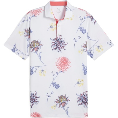 PUMA Блуза с яка Puma Men's Dahlia Short Sleeve Performance Polo Shirt - White/Peach