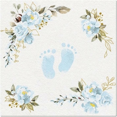 PAW Airlaid AAN007105 Baby Feet Light Blue servítka 40x40cm