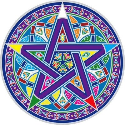 Mandala na okno samolepící průhledná Pentagram