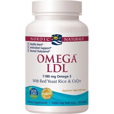 Nordic Naturals Cholesterol Support - Omega LDL 1152 mg | With Red Yeast Rice and CoQ10 [60 Гел капсули]