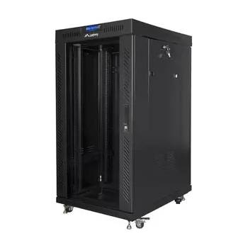 Image 1 of Lanberg Комуникационен шкаф, Lanberg rack cabinet 19" free-standing 22U/800x800 (flat pack) with glass door lcd black v2 (FF01-8822-12BL)