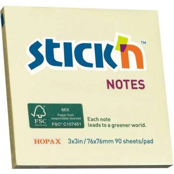 Stick`n Stick'n Самозалепващи се листчета, 76 x 76 mm, жълти, 100 ли (1040100096)