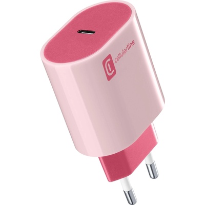 Cellularline Зарядно Style Color 220V PD USB-C 20W, Червено