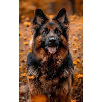 Norimpex - Puzzle Diamant painting: German Shepherd in flowers 30x40cm - 1 - 39 piese
