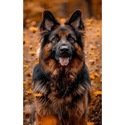 Norimpex - Puzzle Diamant painting: German Shepherd in flowers 30x40cm - 1 - 39 piese