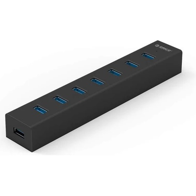 ORICO USB 7 Port Hub with Power Adapter - 7-портов USB 3.0 хъб със захранване за компютри и лаптопи (черен)