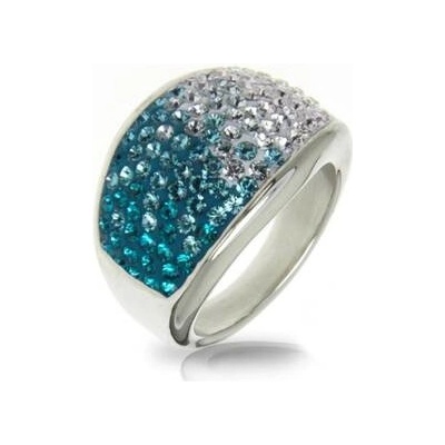 Aktual Ocelový prsten s krystaly Crystals from Swarovski BLUE ZIRCONLV1020 BZ