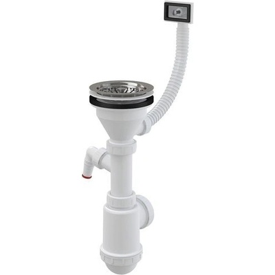 Alcadrain Drezový sifón s nerezovou mriežkou DN115, flexi prepadom a prípojkou A447P-DN50/40