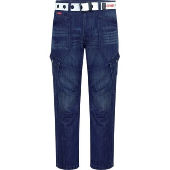 Lee Cooper Мъжки дънки Lee Cooper LC Belted Cargo Jeans Mens - Dark Wash