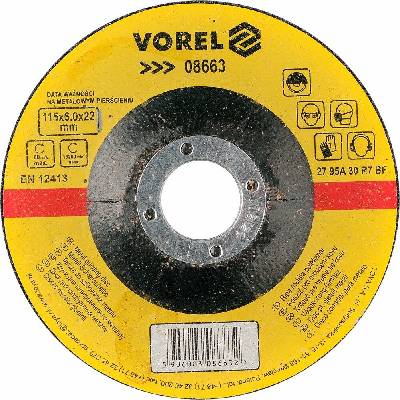 Brusný kotouč Vorel Kotouč na kov 115 x 22 x 6,0 mm vypouklý brusný (5906083086632)