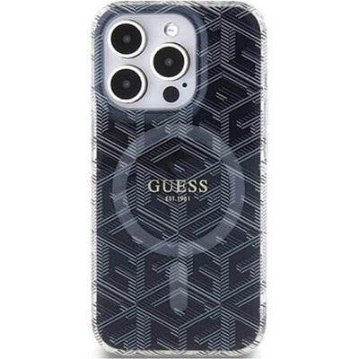 GUESS Magsafe Калъф за iPhone 15 Pro Max, GUESS IML GCube Hard Case, Черен (GUHMP15XHGCUSTGK)