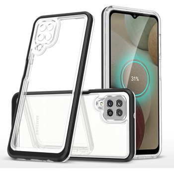 HQWear Прозрачен кейс 3в1 за Samsung Galaxy A12 5G с гел рамка, черен (9145576242575)