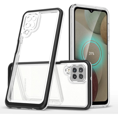 HQWear Прозрачен кейс 3в1 за Samsung Galaxy A12 5G с гел рамка, черен (9145576242575)