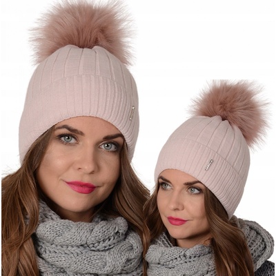 Fashionweek dámská zimní čepice s bambulí AL-J2 světle růžová