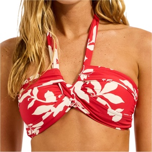 Seafolly Дамско бикини горнище Seafolly Women's Collective Halter Bandeau Bikini top - Cosmo Red - размер 32 (EU) (150-2106-1211)