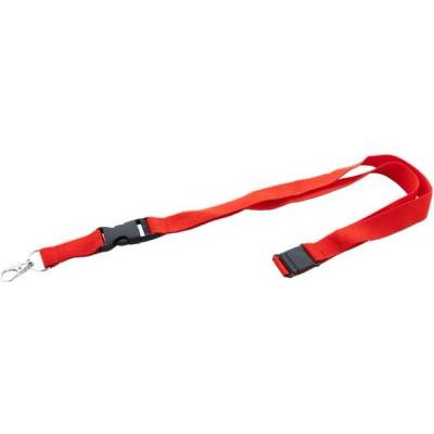 Snúrka na krk s odnímateľnou karabínou a skobou 20x560 mm červená