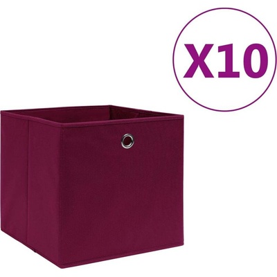 VidaXL úložné boxy 10 ks netkaná textilie 28 x 28 x 28 cm tmavě červená 325218
