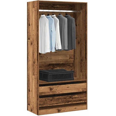 vidaXL Гардероб, старо дърво, 100x50x200 см, инженерно дърво (3318626)