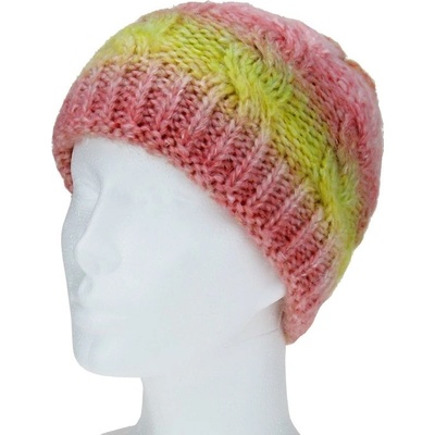 Pletená zimní čepice růžovo žlutá melírovaná