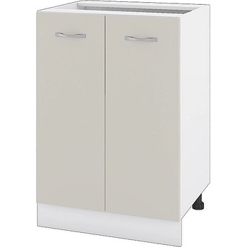 ИРИМ Долен шкаф за вграждане на мивка с две врати и рафт Сити БС-22 бяло гладко / сатен 60 см