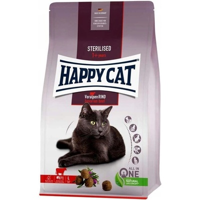 Happy Cat Sterilised suché krmivo pro kastrované kočky Hovězí 1,3 kg