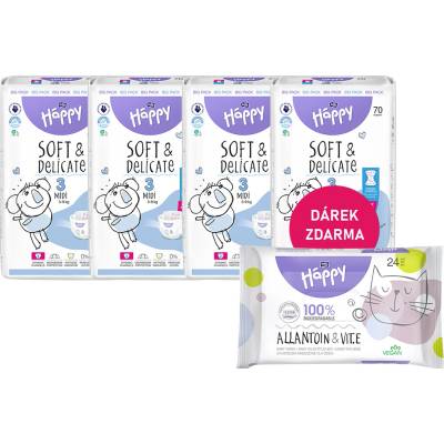 Bella Happy Soft & Delicate BigPack 3 5-9 kg - 4x70 ks 280 ks