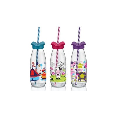 Mercanlar M-151954 / 182006-Стъклена бутилка детска със сламка 500сс "Firfir (0154203)