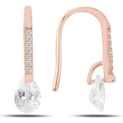 Lunica Stříbrné visací náušnice RŮŽOVÁ KAPKA 0485