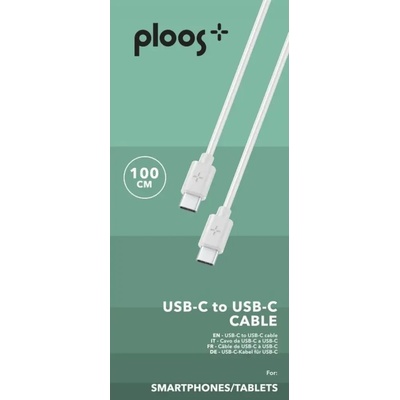 PLOOS Кабел ploos usb-c към usb-c 1 м бял (usb-c към usb-c 1 м бял)