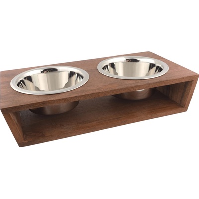 Dog Fantasy nerez s dreveným stojanom 2 × 840 ml