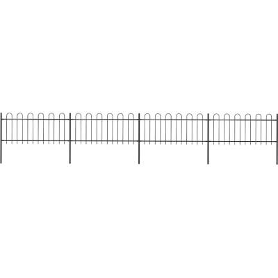 OMAXI Zahradní plot s obloukem nahoře ocelový 671 x 80 cm černý 710716