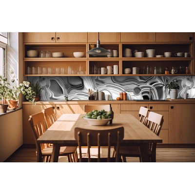 DIMEX ART Фототапет за кухня - течен хром сребро 420 x 60 см