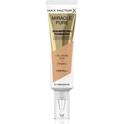 MAX Factor Miracle Pure Skin дълготраен фон дьо тен SPF 30 цвят 45 Warm Almond 30ml