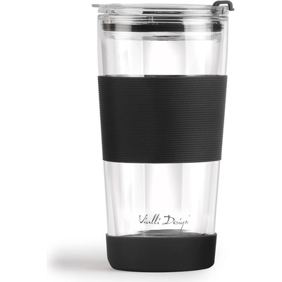 Vialli Design Černý termo hrnek 600 ml Fuori