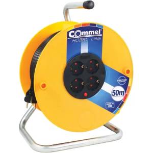 Commel Кабелен удължител на макара Commel - 0957, 50m, 4 гнезда, IP20 (0957)