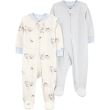 CARTER'S Overal na zip Sleep&Play Blue Dog Stripe kluk 2ks