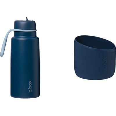 B.Box Nerezová termolahev s brčkem 1 l + Silikonový chránič midnight