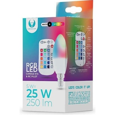 Forever Led žárovka RGB E14 5W RGB+W+DO svíčka