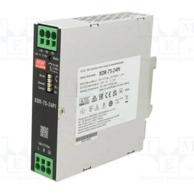 MEAN WELL XDR-75-24PI Napájecí zdroj: spínaný; na lištu DIN; 75W; 24VDC; 0÷3,12A; OUT: 1