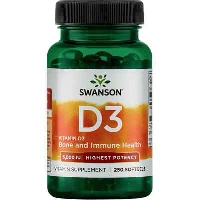 Swanson Vitamin D3 5000 IU Vyšší účinnost 250 kapsúl