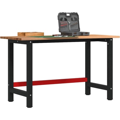 vidaXL Работна маса светлокафяв 140x60x81, 5 см дъб масив (3309676)