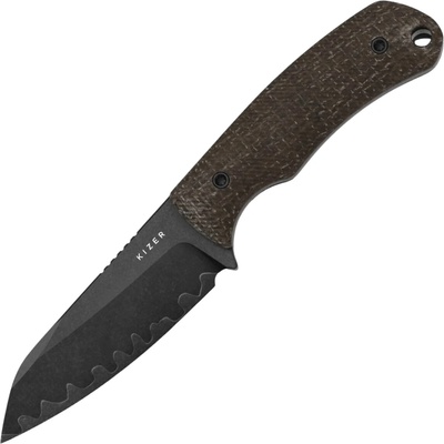 Kizer Field Mouse 3-layer composite steel,Acid-washed,GID canvas micarta 1135A2