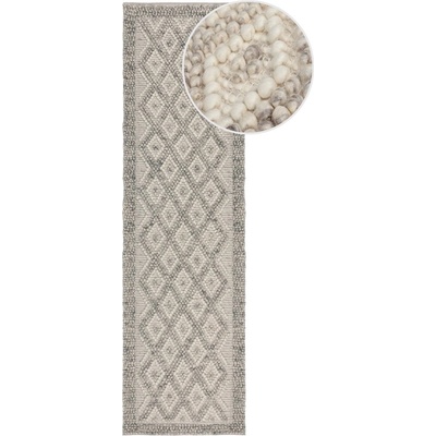 Flair Rugs Сива ръчно изработена пътека със смес от вълна 60x230 cm Minerals Diamond - Flair Rugs (503119376395)